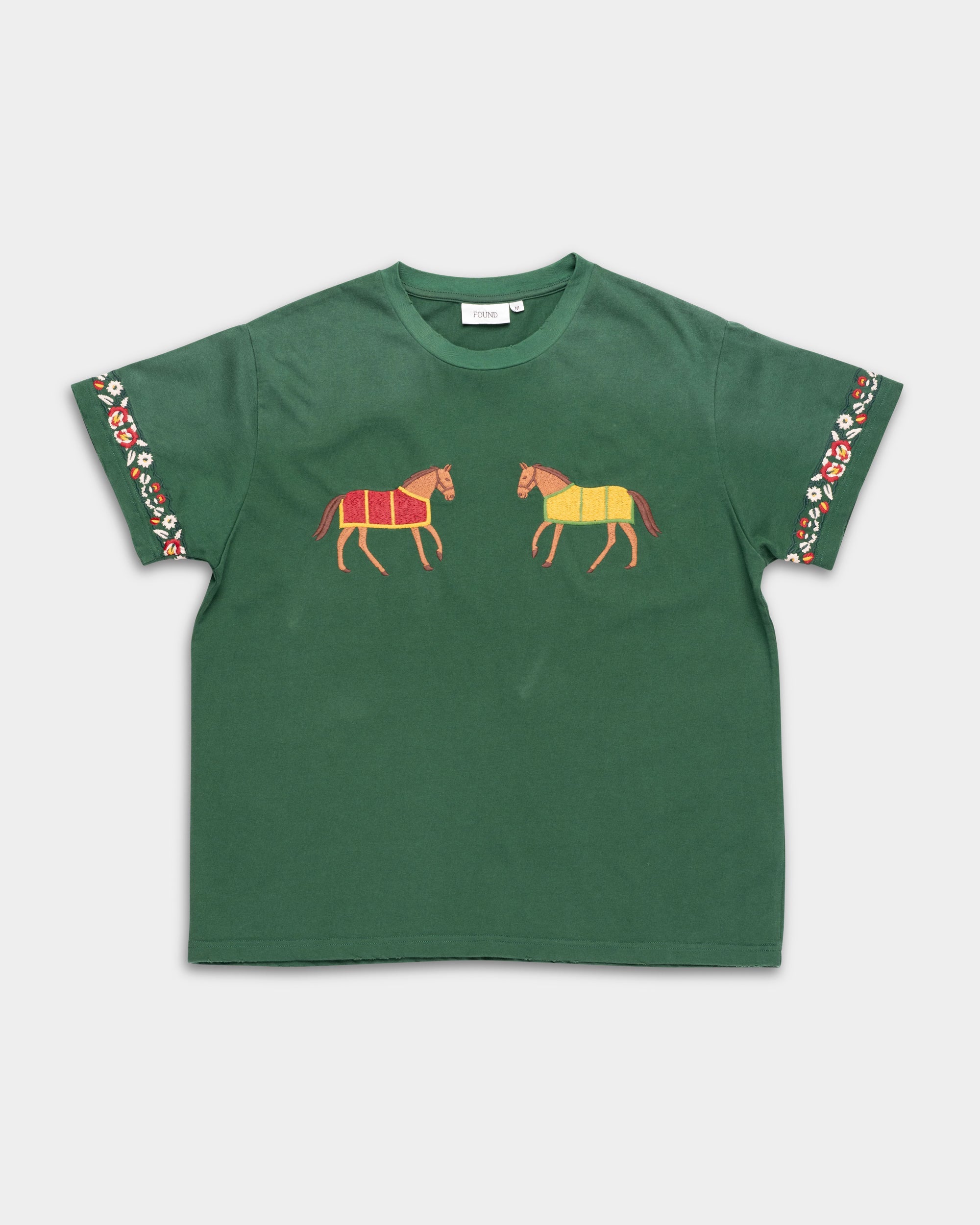 Found Men's Embroidered Horde Equine Tee Washed Forest | FOSS26TT11012-6366