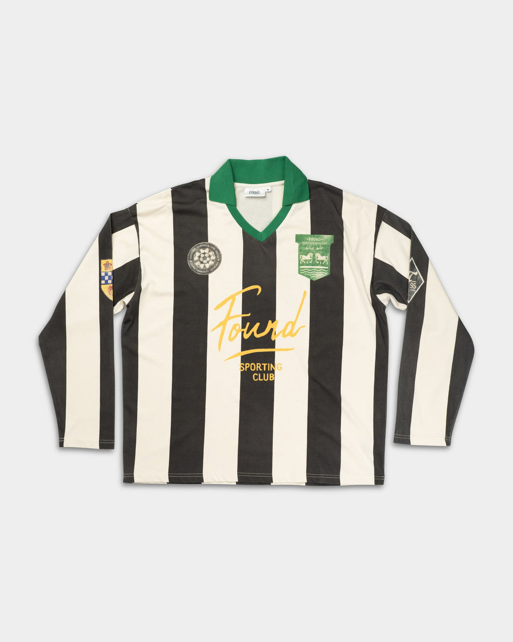 Found Men's Striped Sport LS Jersey Faded Black/Off White | FOSS26TT01012-6357