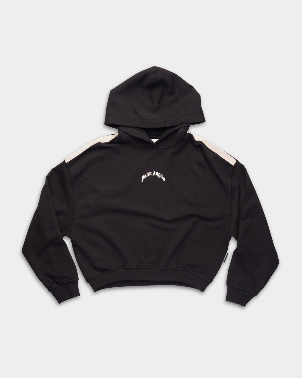 Palm Angels Ladies Curved Logo Loose Crop Hoodie | PWBB076S26FLE001-100A
