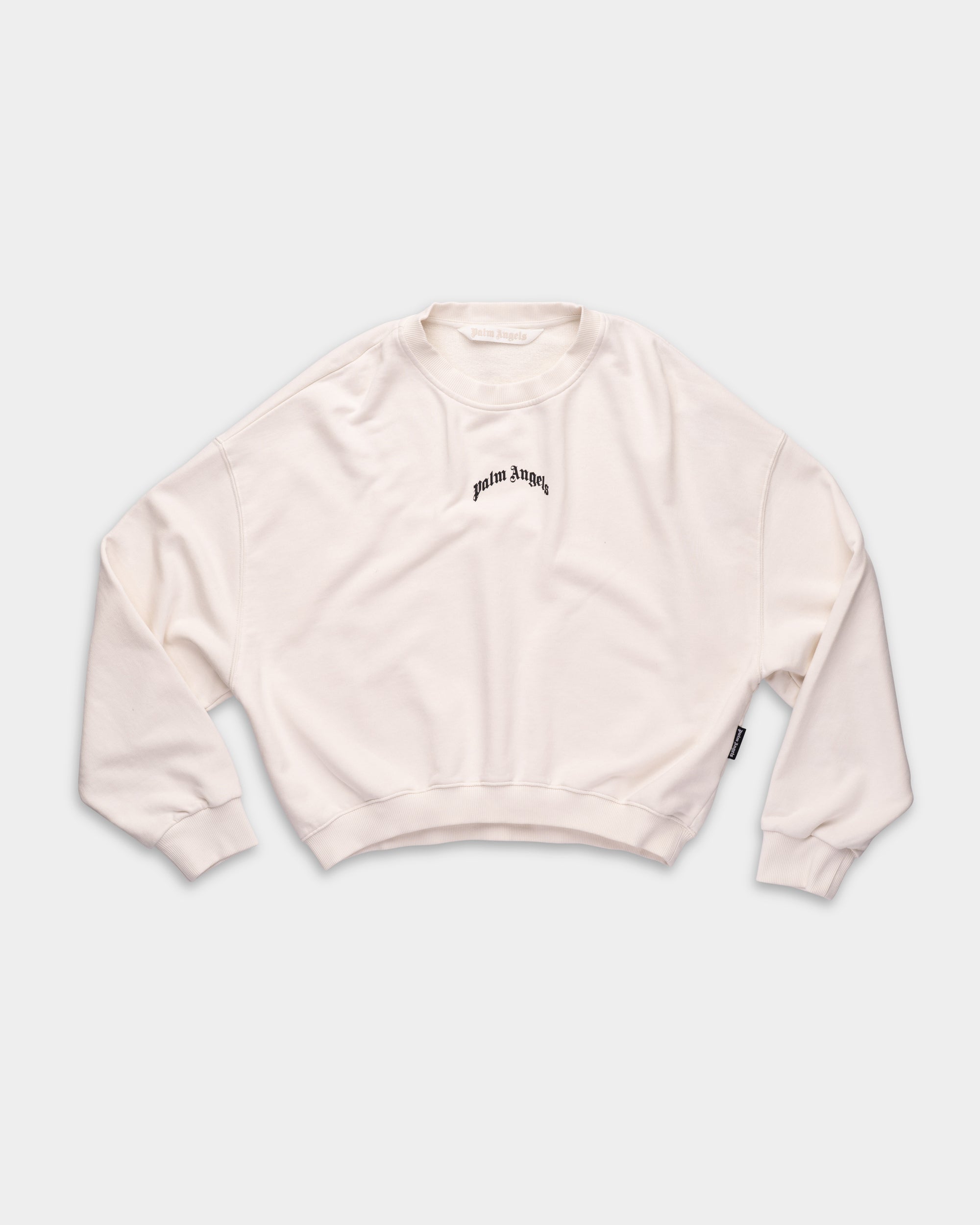 Palm Angels Ladies Curved Logo Loose Crop Crew | PWBA05DS26FLE001-0310