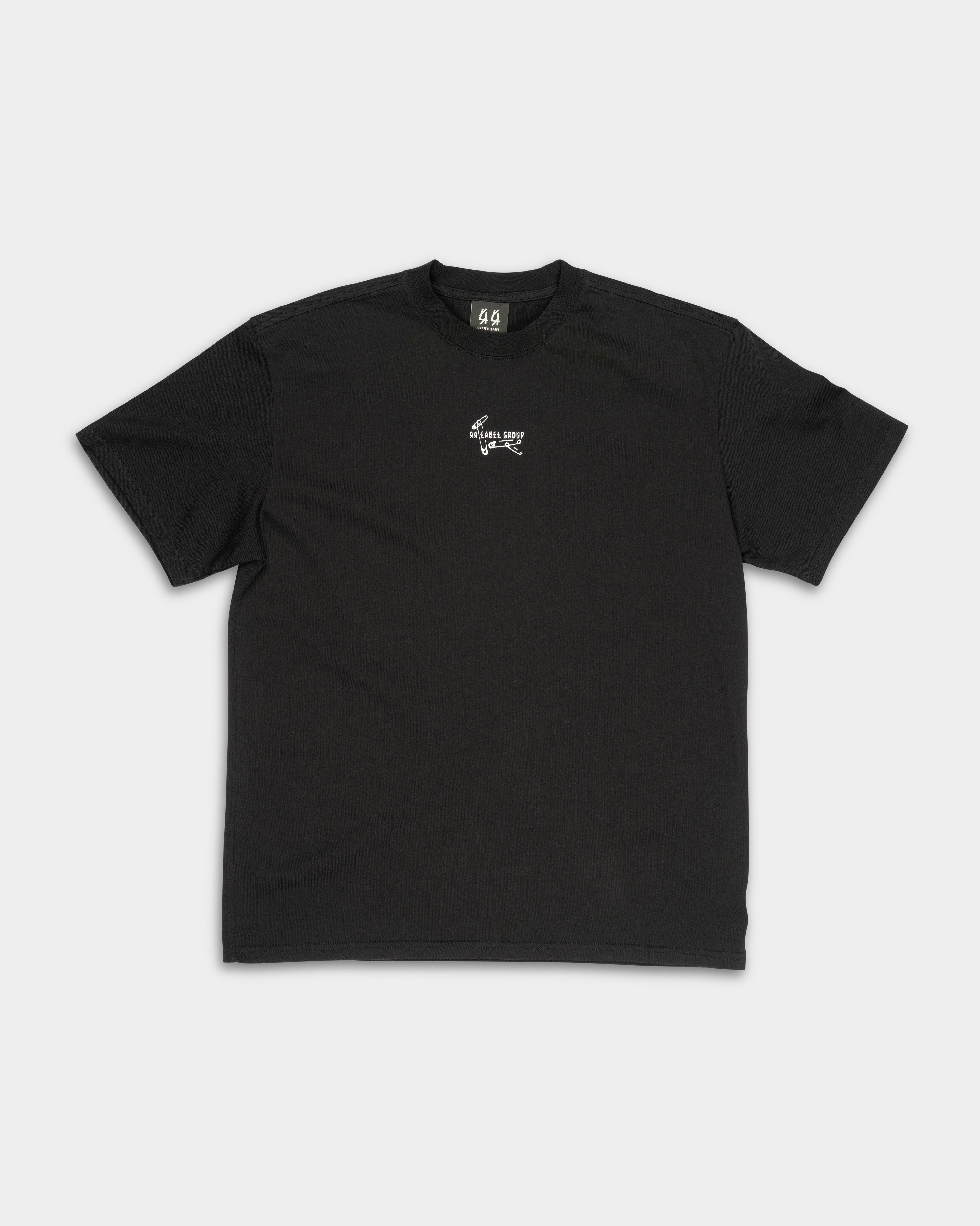 44 Label Group Men's Jersey Tee Black/Pins Dirty White | FA706-P783