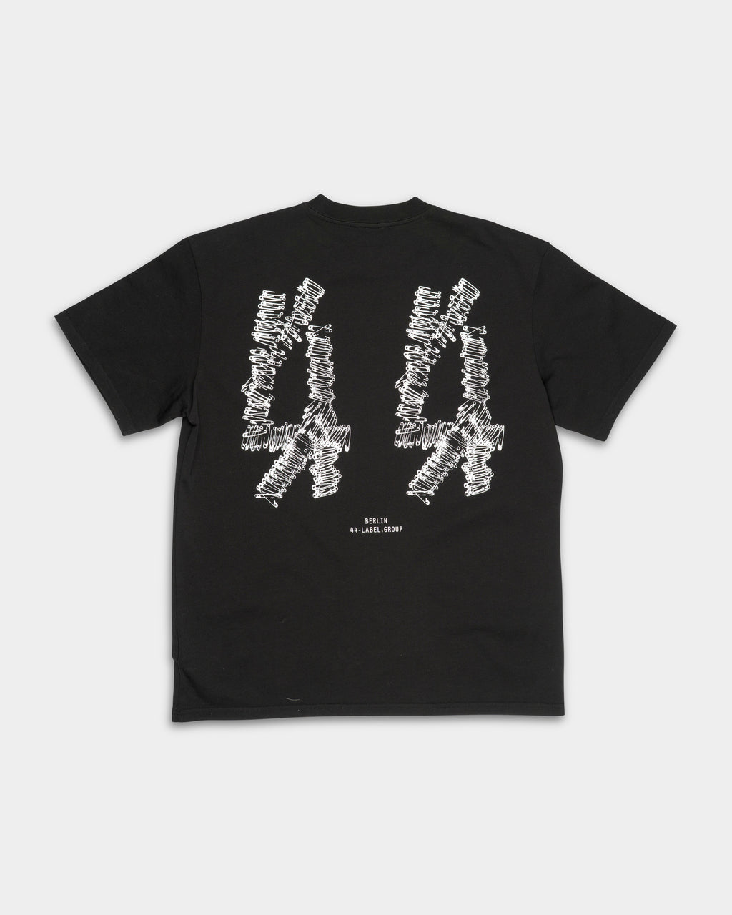 44 Label Group Men's Jersey Tee Black/Pins Dirty White | FA706-P783