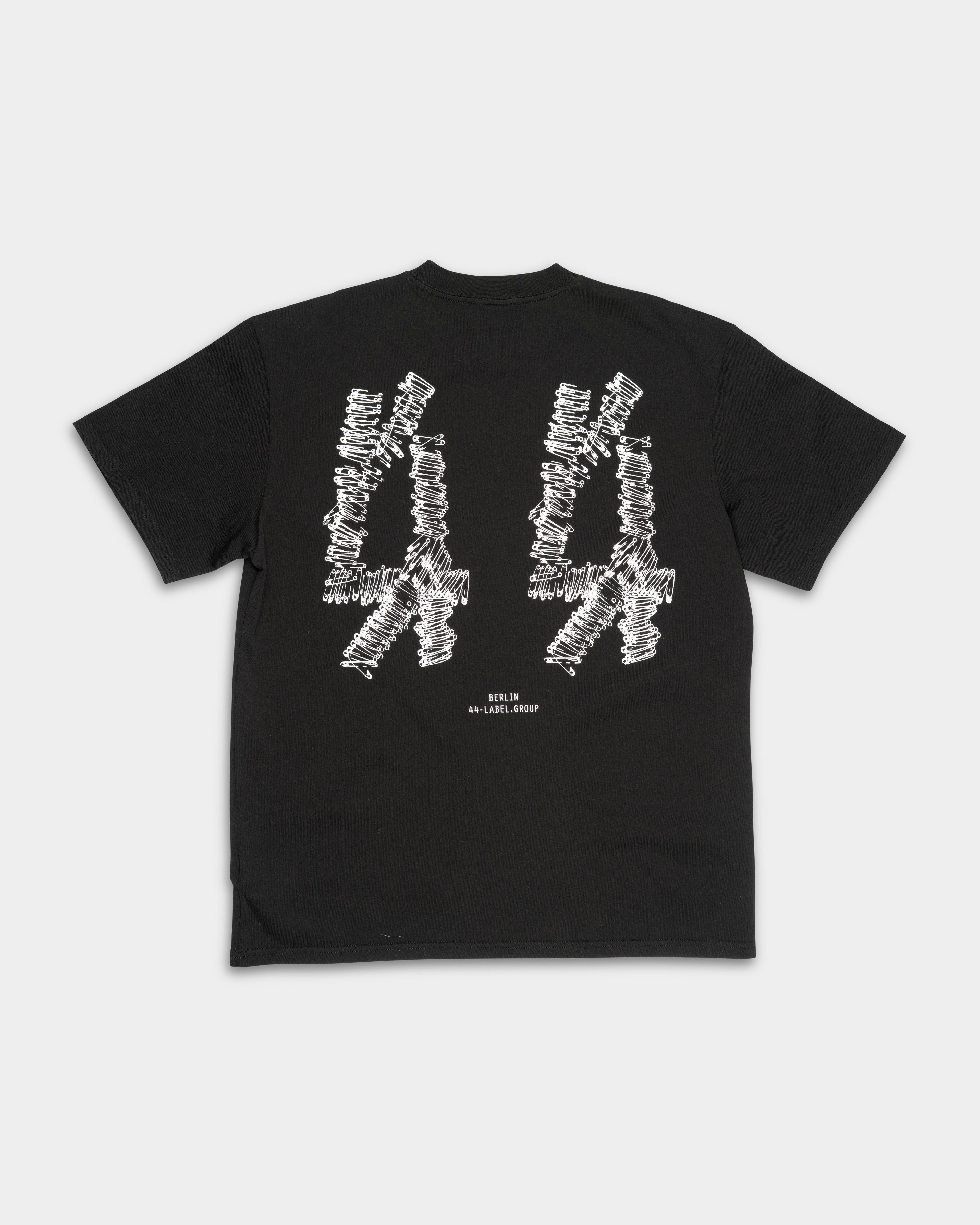 44 Label Group Men's Jersey Tee Black/Pins Dirty White | FA706-P783