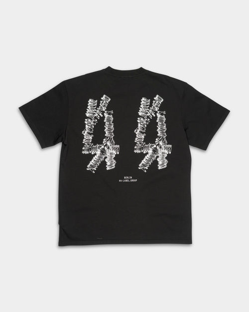 44 Label Group Men's Jersey Tee Black/Pins Dirty White | FA706-P783