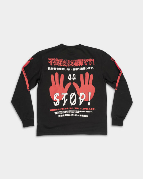 44 Label Group Men's Long Sleeve Tee Black/Stop High Risk Red | FA706-P753
