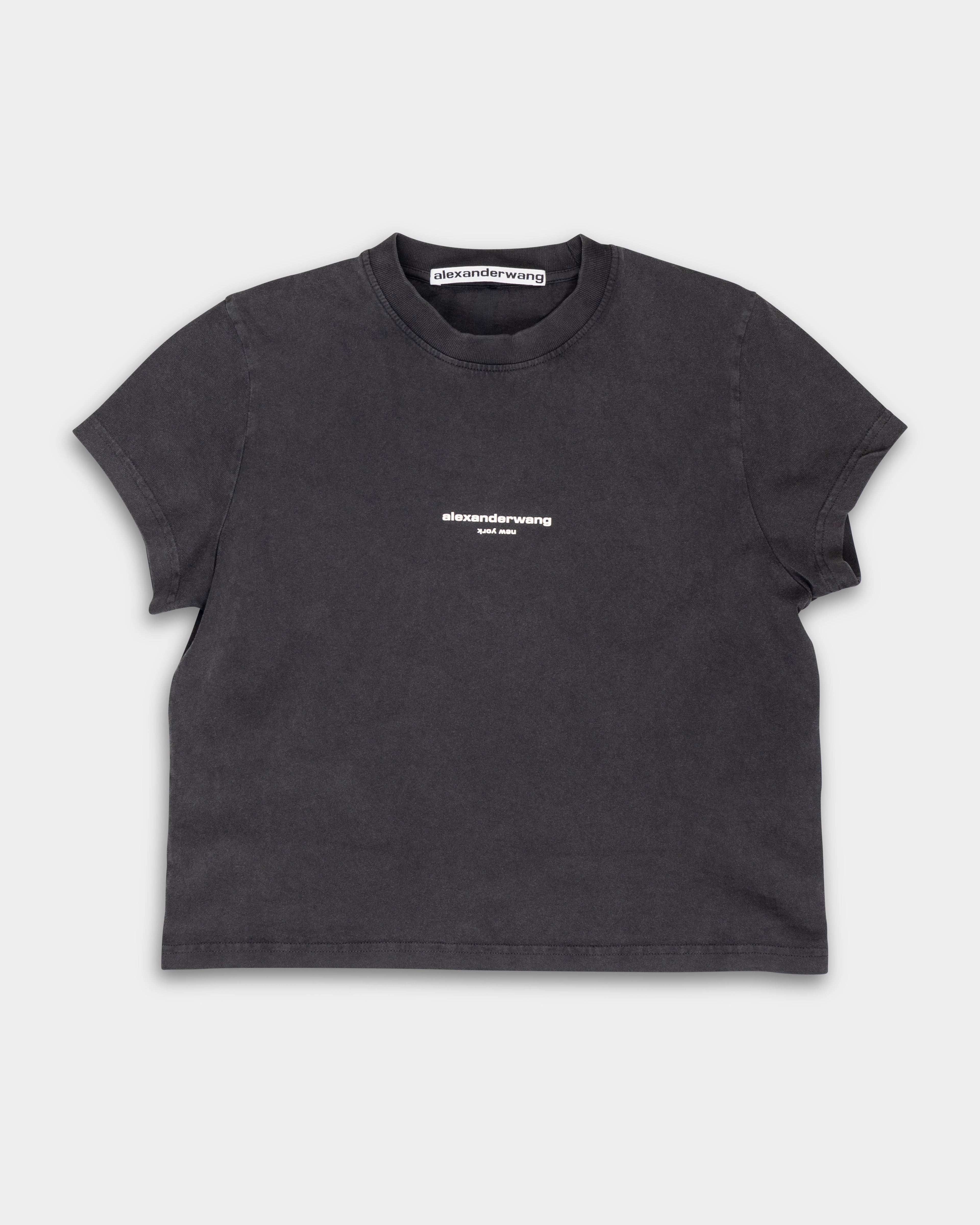 Alexander Wang Shrunken SS Tee w/Logo Print Washed Black | 1CC3261302-011
