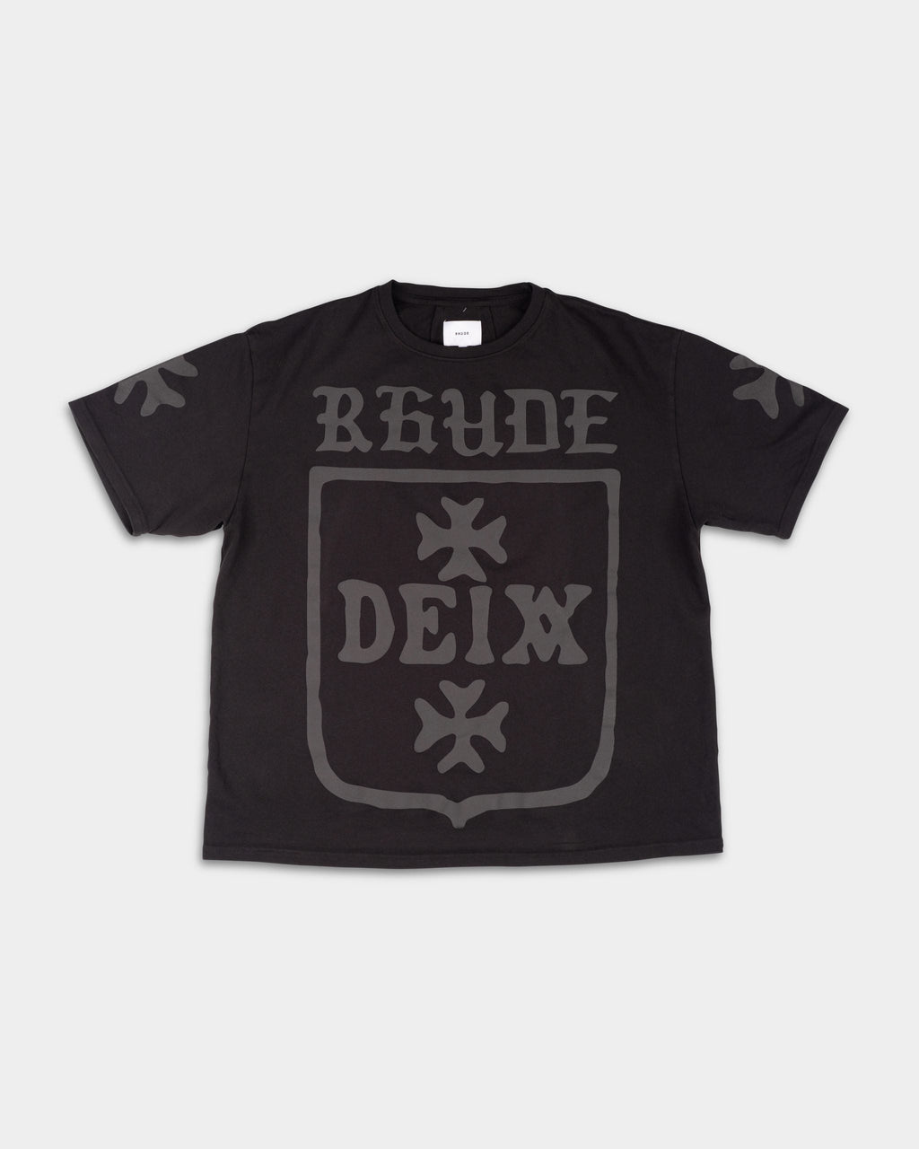 Rhude Men's Deix Shield Oversized Tee Black | RHPF25TT08012-0015
