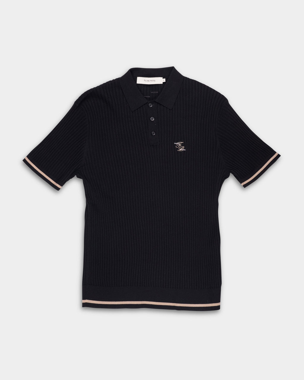 Filling Pieces Men's Fine Knit Polo Black | 422570500127-130