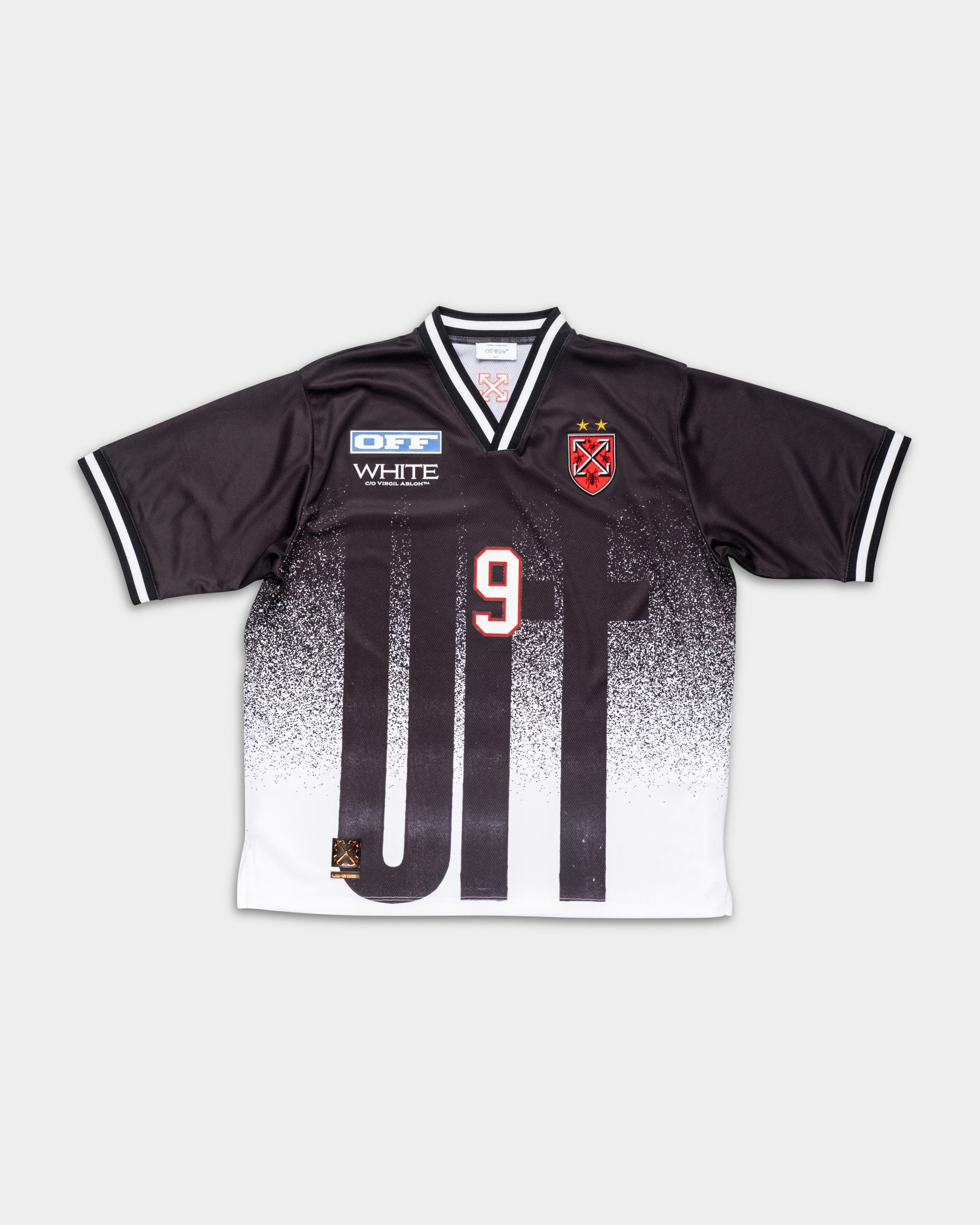 Off White Men's Big Off Gradient Soccer SS Tee | 44MAD00SF5J0041001-Black/White