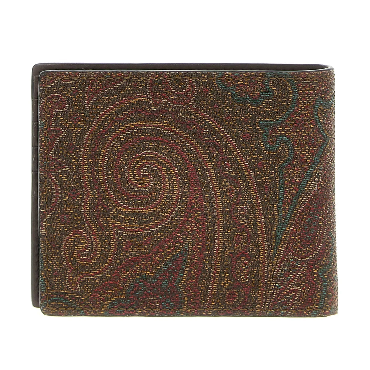 Etro Wallet Arnica And Leather Paisley Embroidered Logo Brown