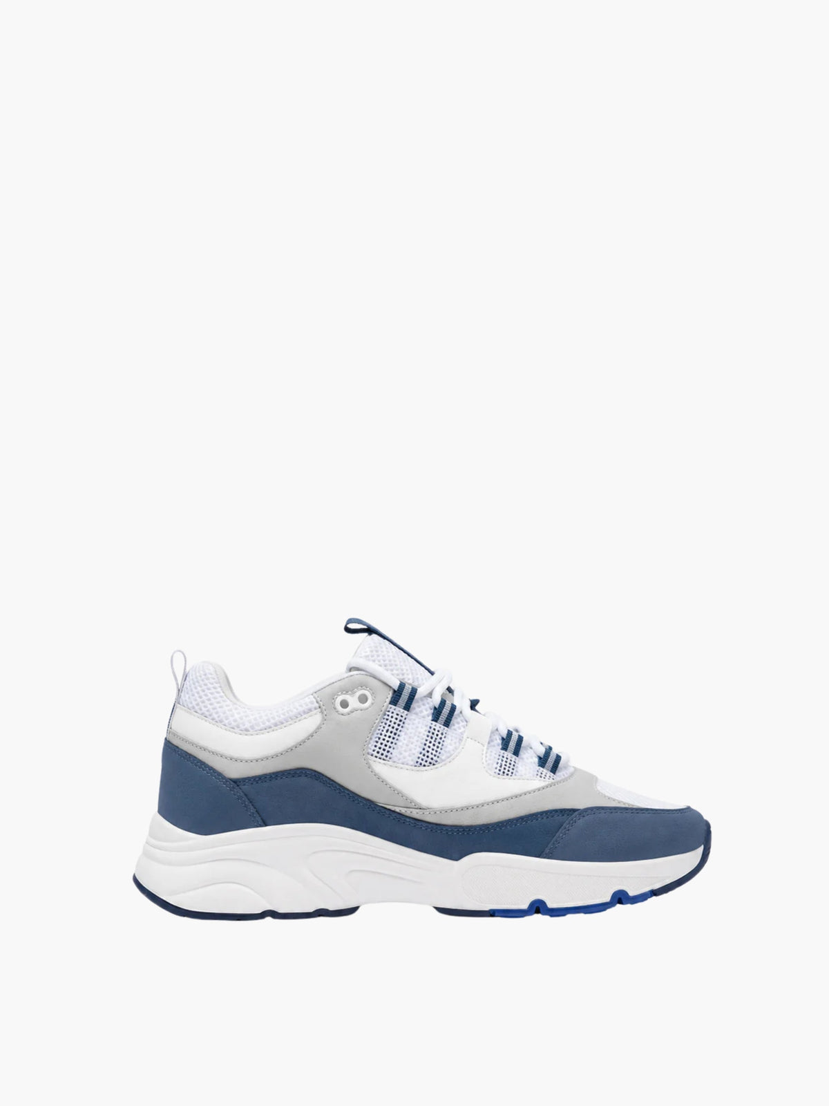Cleens Sneakers C19 Navy Border Lace Up Beige/White