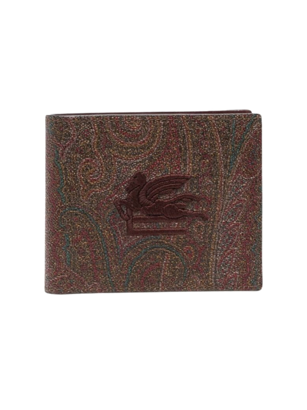 Etro Wallet Arnica And Leather Paisley Embroidered Logo Brown