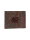 Etro Wallet Arnica And Leather Paisley Embroidered Logo Brown