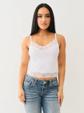 True Religion Hs Crystl Embroidery Lace Tank Optic White