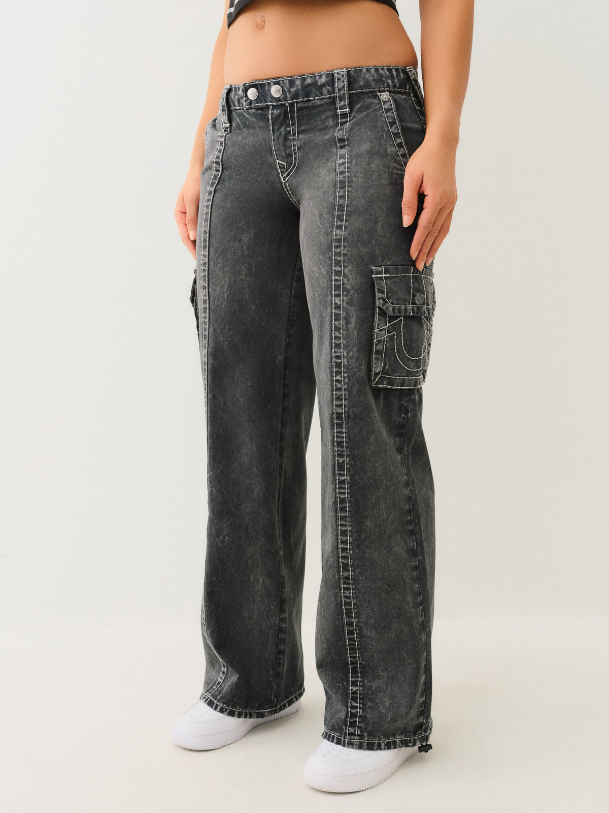 True Religion Lr Relaxed Baggy Cargo Big T Black