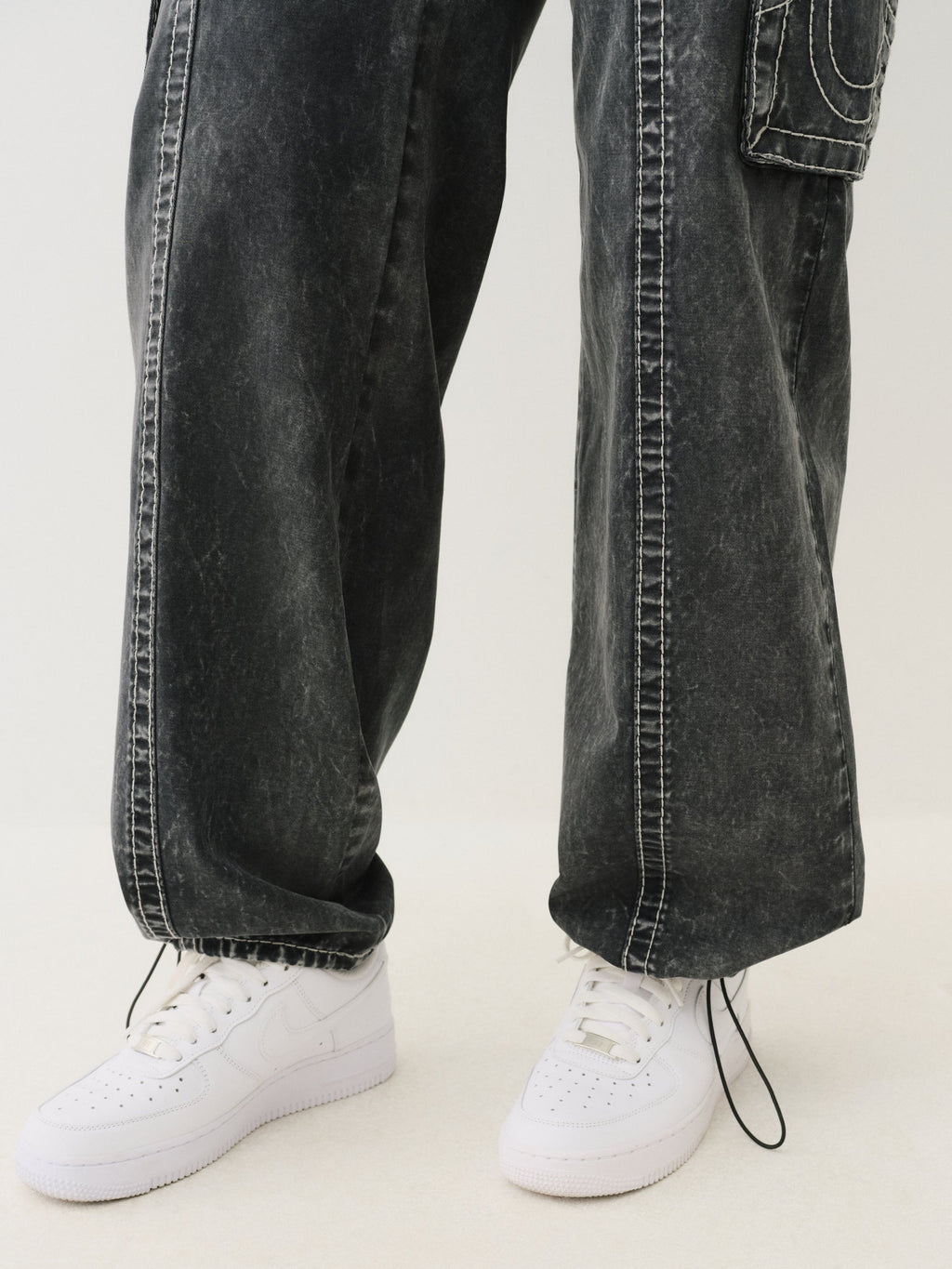 True Religion Lr Relaxed Baggy Cargo Big T Black