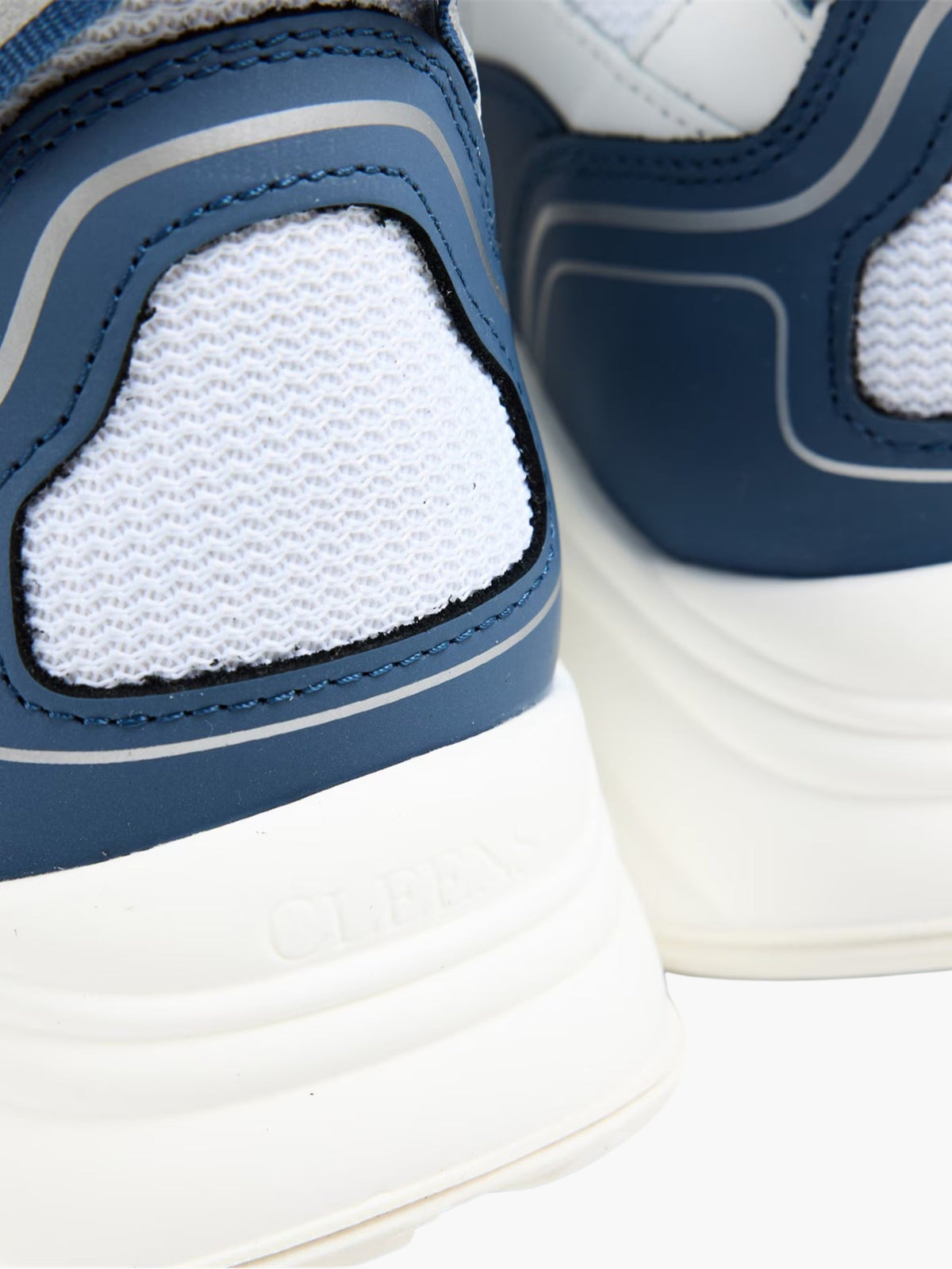 Cleens Sneakers C20 Navy Border Lace Up White/Light Grey