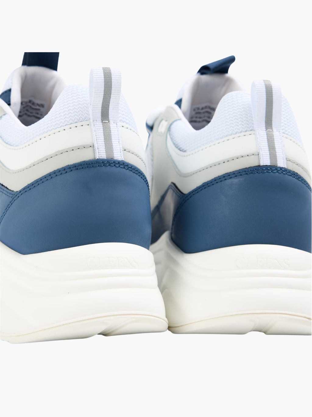 Cleens Sneakers C19 Navy Border Lace Up Beige/White