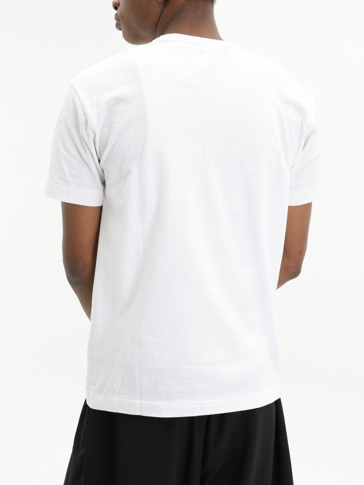 Comme Des Garcons T-Shirt Red Emblem Mesh White