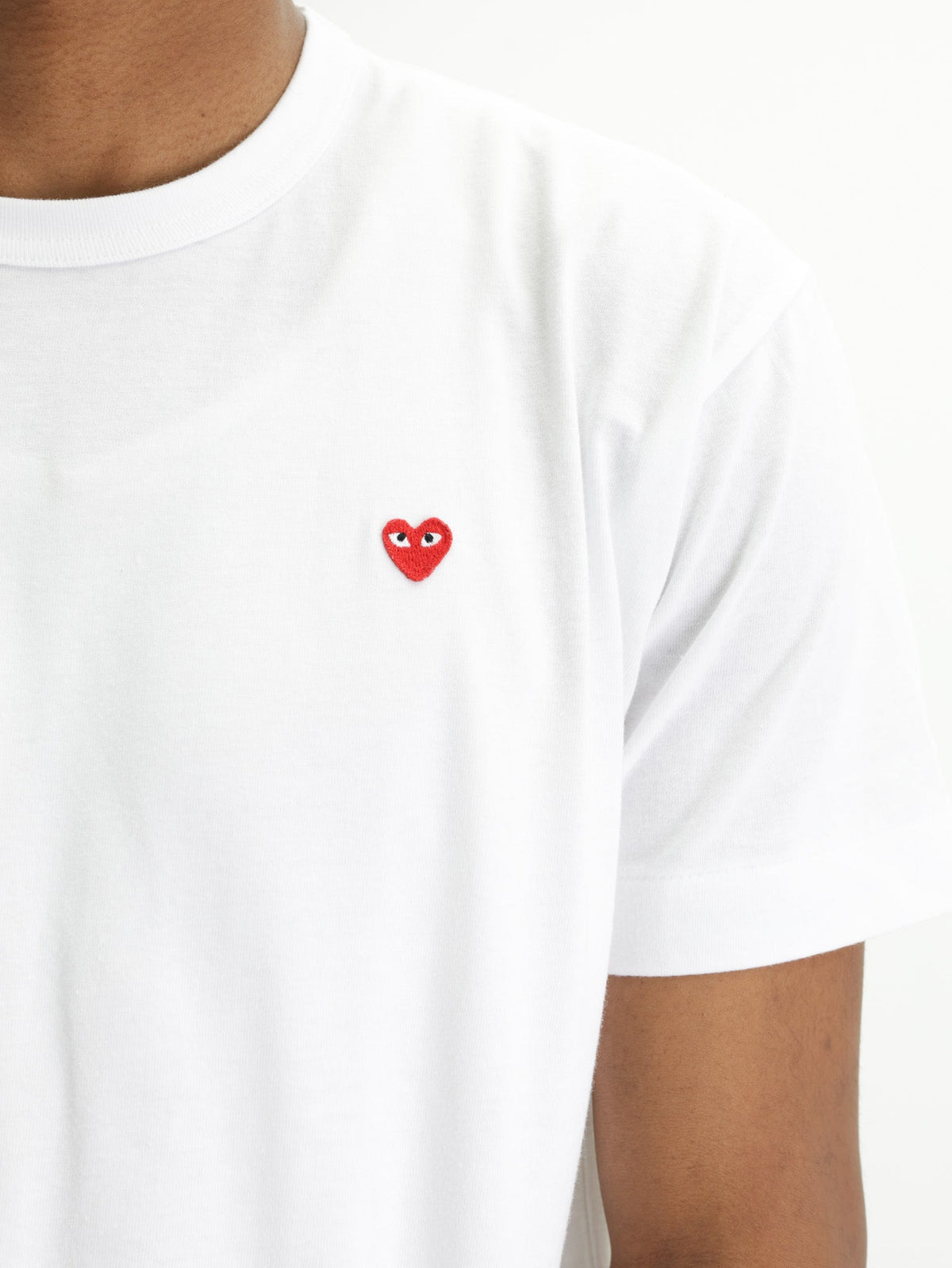 Comme Des Garcons T-Shirt Red Emblem Mesh White