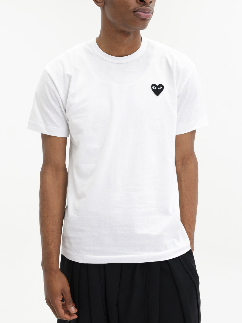 Comme Des Garcons T-Shirt Black Emblem Mesh White
