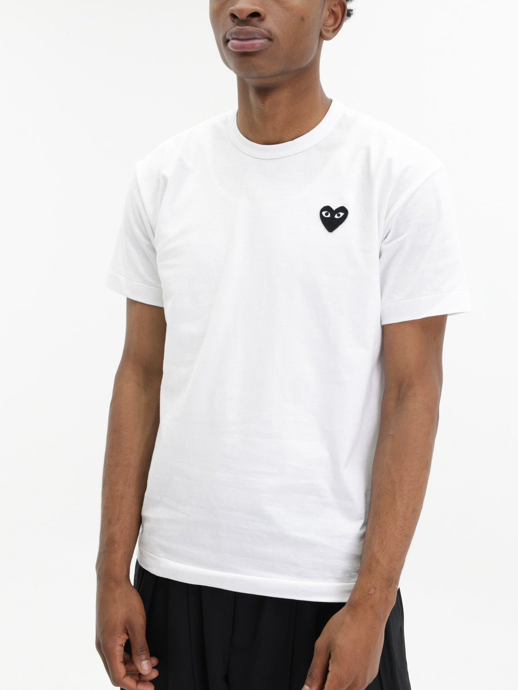 Comme Des Garcons T-Shirt Black Emblem Mesh White