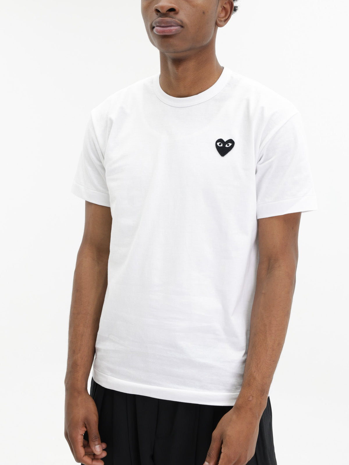 Comme Des Garcons T-Shirt Black Emblem Mesh White