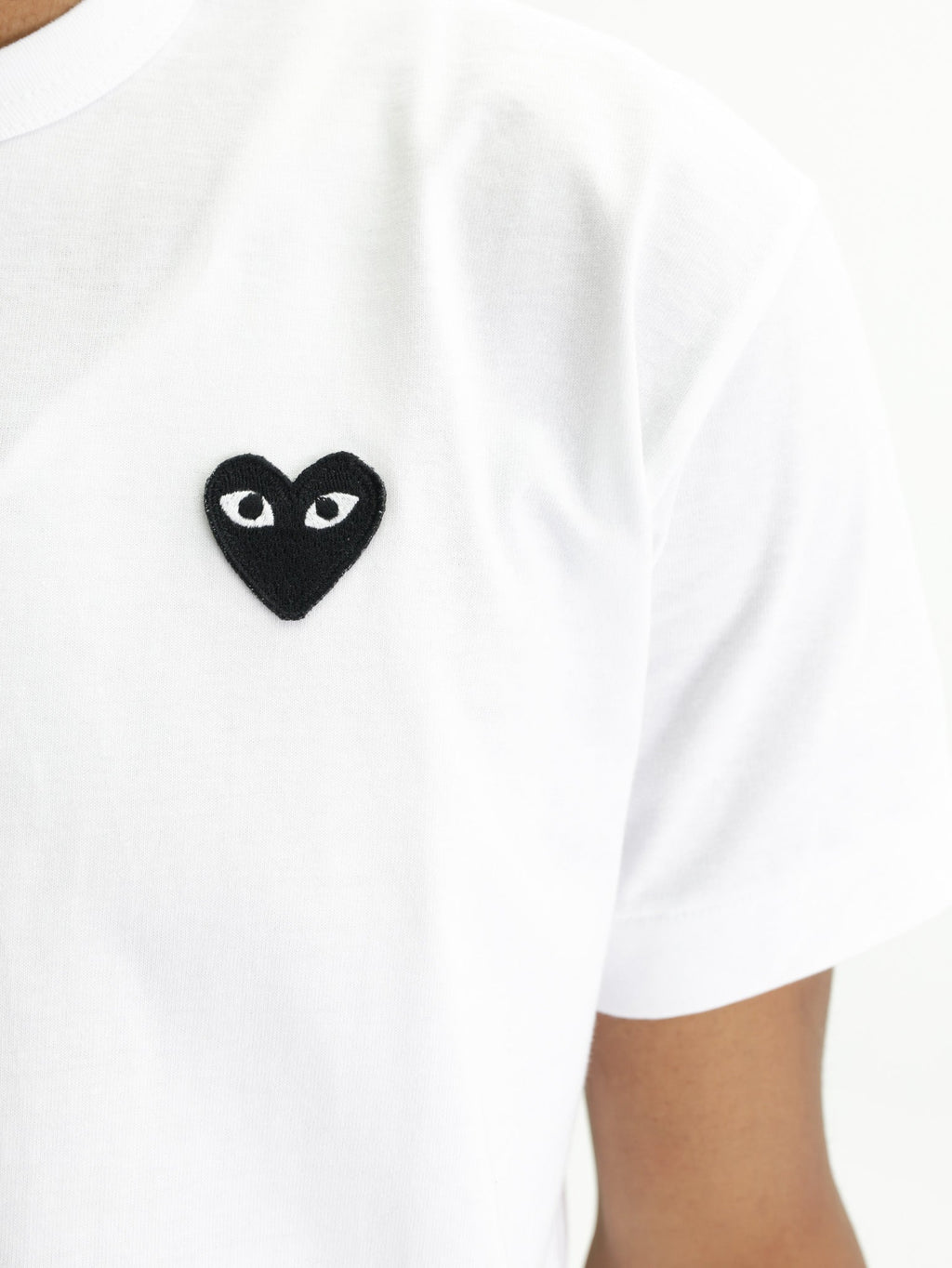Comme Des Garcons T-Shirt Black Emblem Mesh White