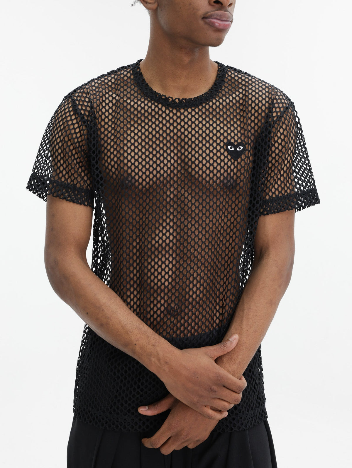 Comme Des Garcons T-Shirt Black Emblem Mesh Black
