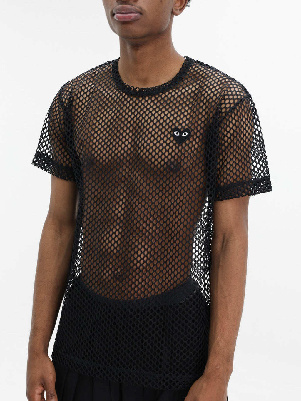 Comme Des Garcons T-Shirt Black Emblem Mesh Black
