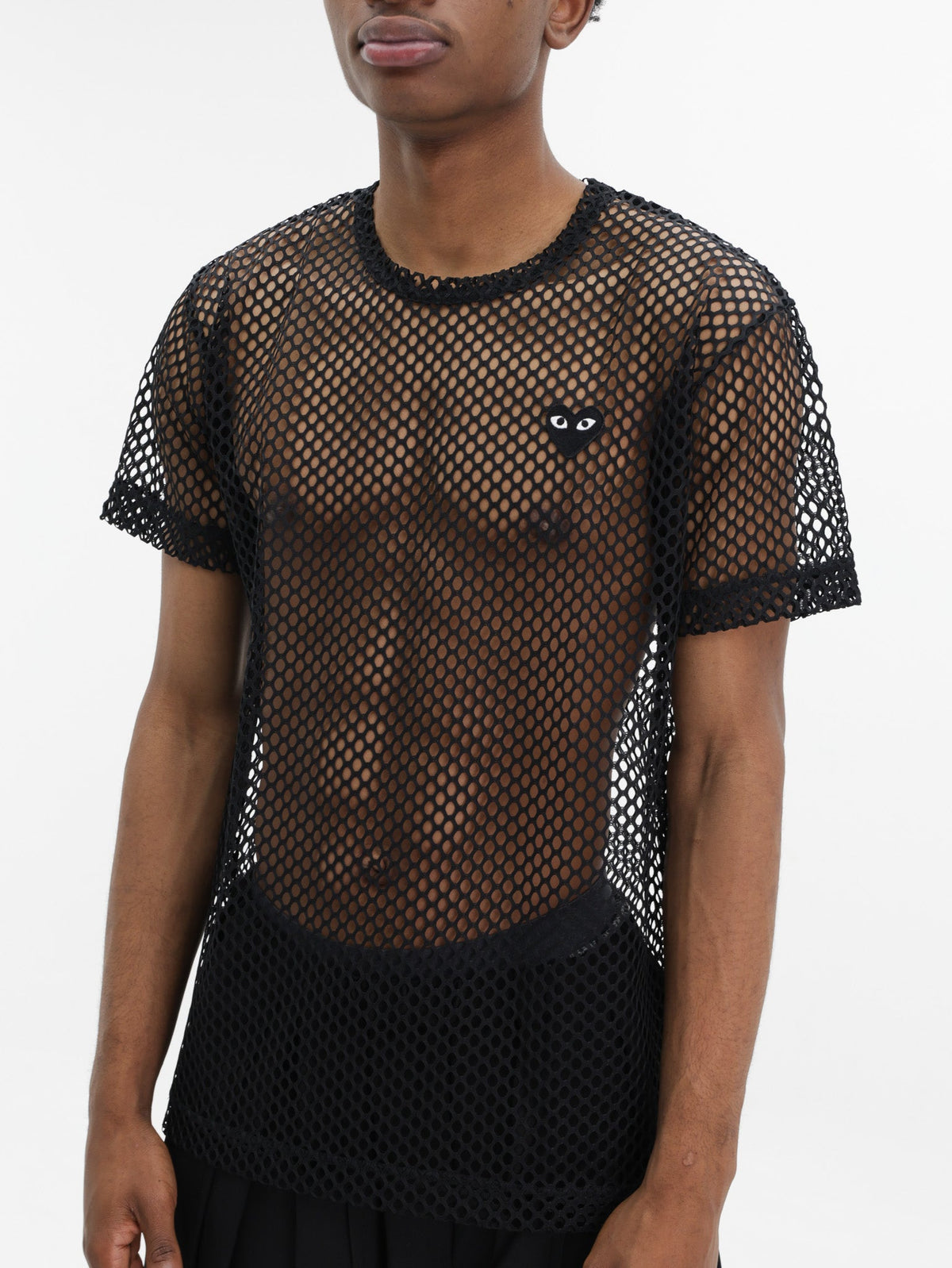 Comme Des Garcons T-Shirt Black Emblem Mesh Black