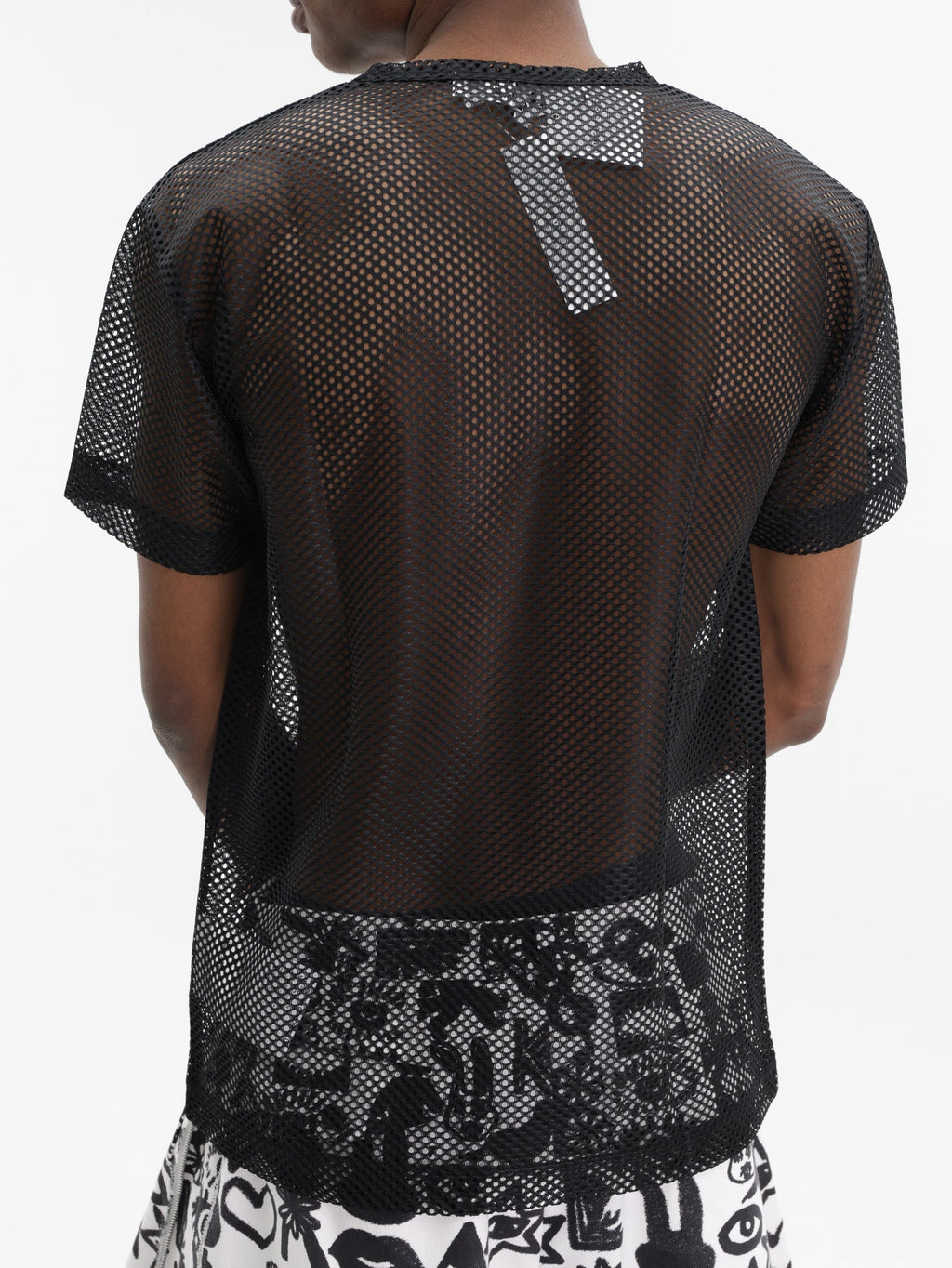Comme Des Garcons T-Shirt Red Emblem Mesh Black