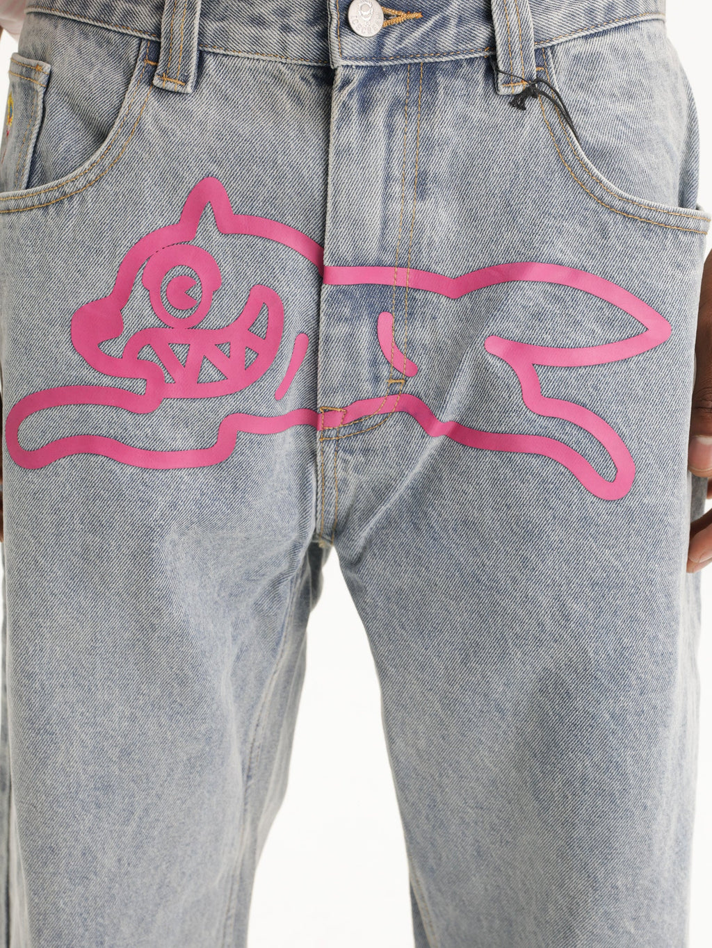 Ice-cream Pants Pink Dog Logo Light Wash