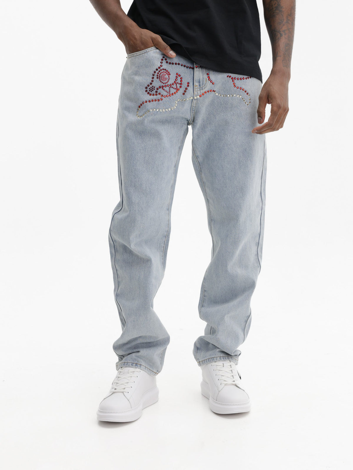 Ice-cream Jeans Crystal Dog Denim Light Wash
