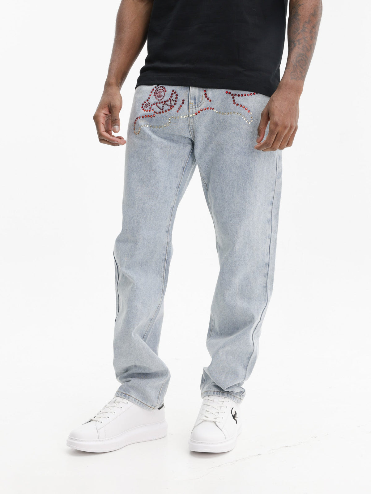 Ice-cream Jeans Crystal Dog Denim Light Wash
