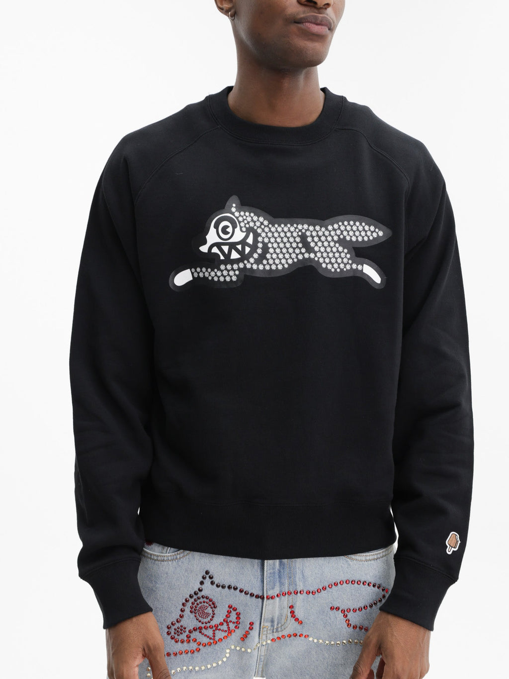 Ice-cream Sweater Glitter Running Dog Black