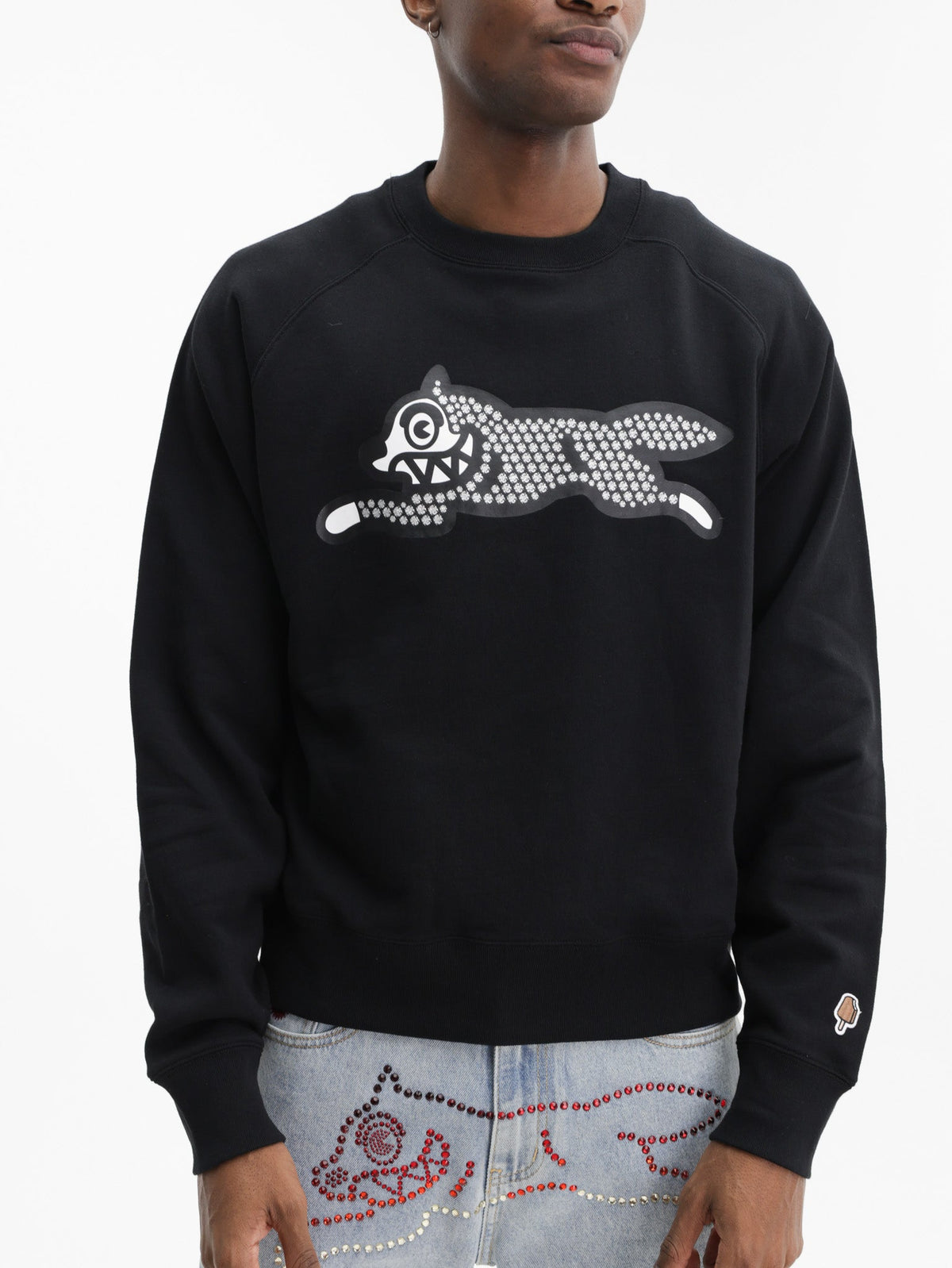 Ice-cream Sweater Glitter Running Dog Black