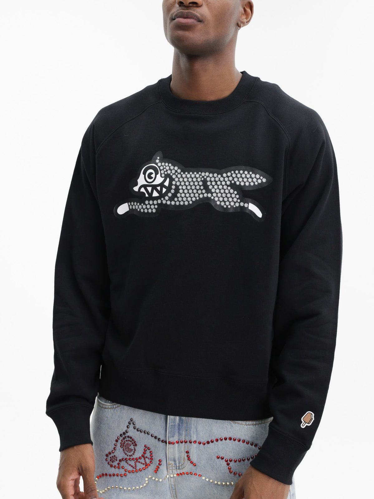 Ice-cream Sweater Glitter Running Dog Black