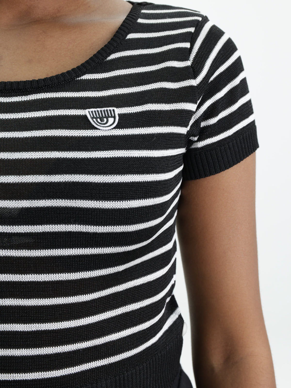 Chiara Ferragni Crew Logo Knit Black-White