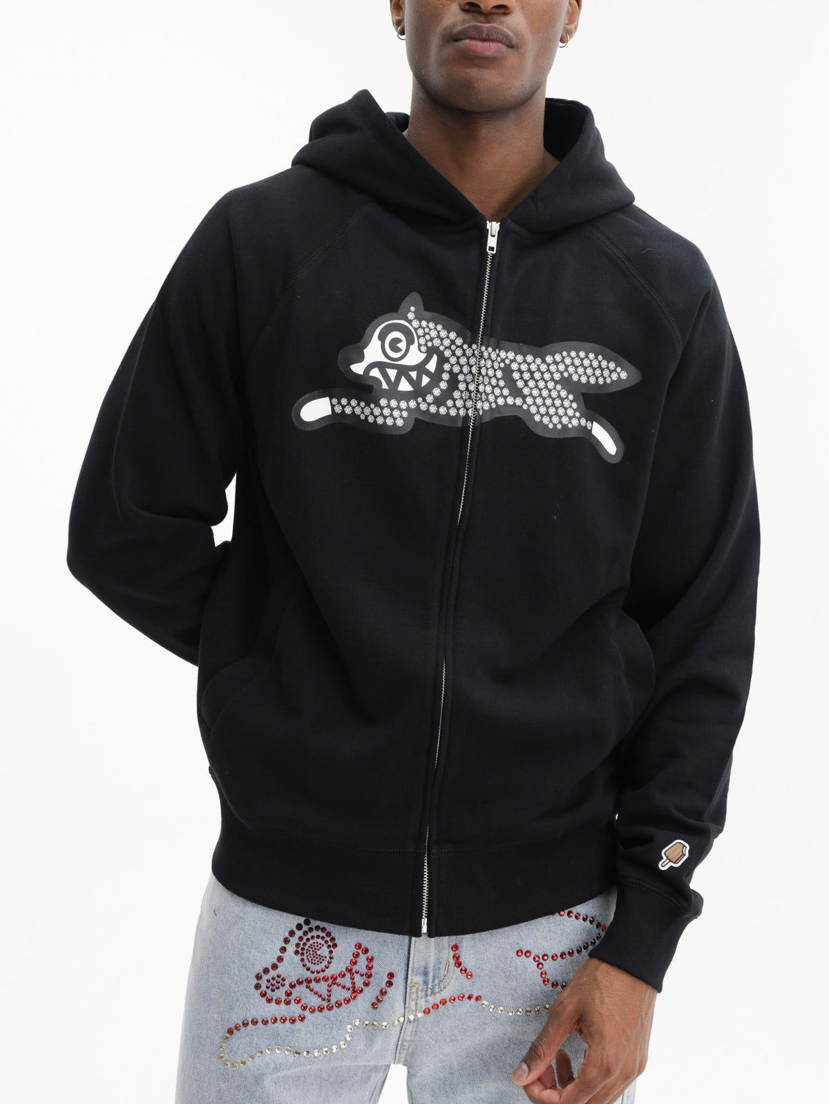 Ice-cream Hoodie Glitter Running Dog Black