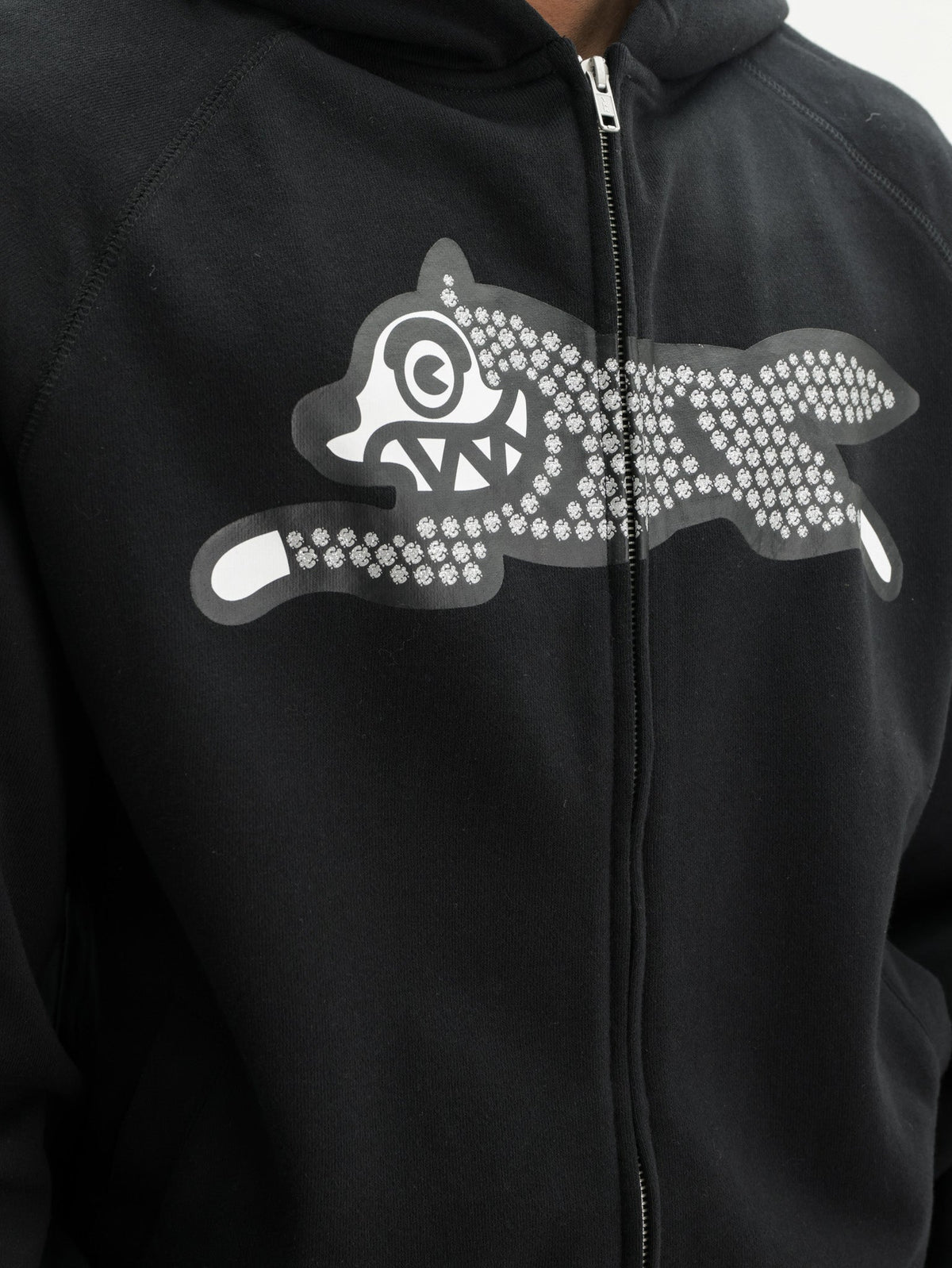 Ice-cream Hoodie Glitter Running Dog Black