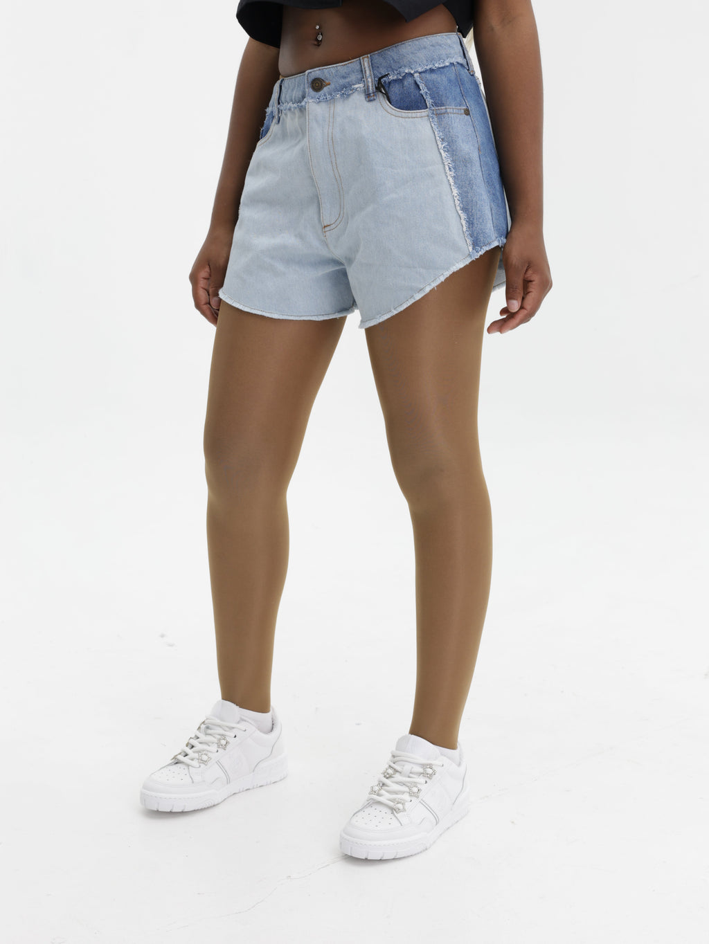 Chiara Ferragni Shorts Denim Patchwork Blue