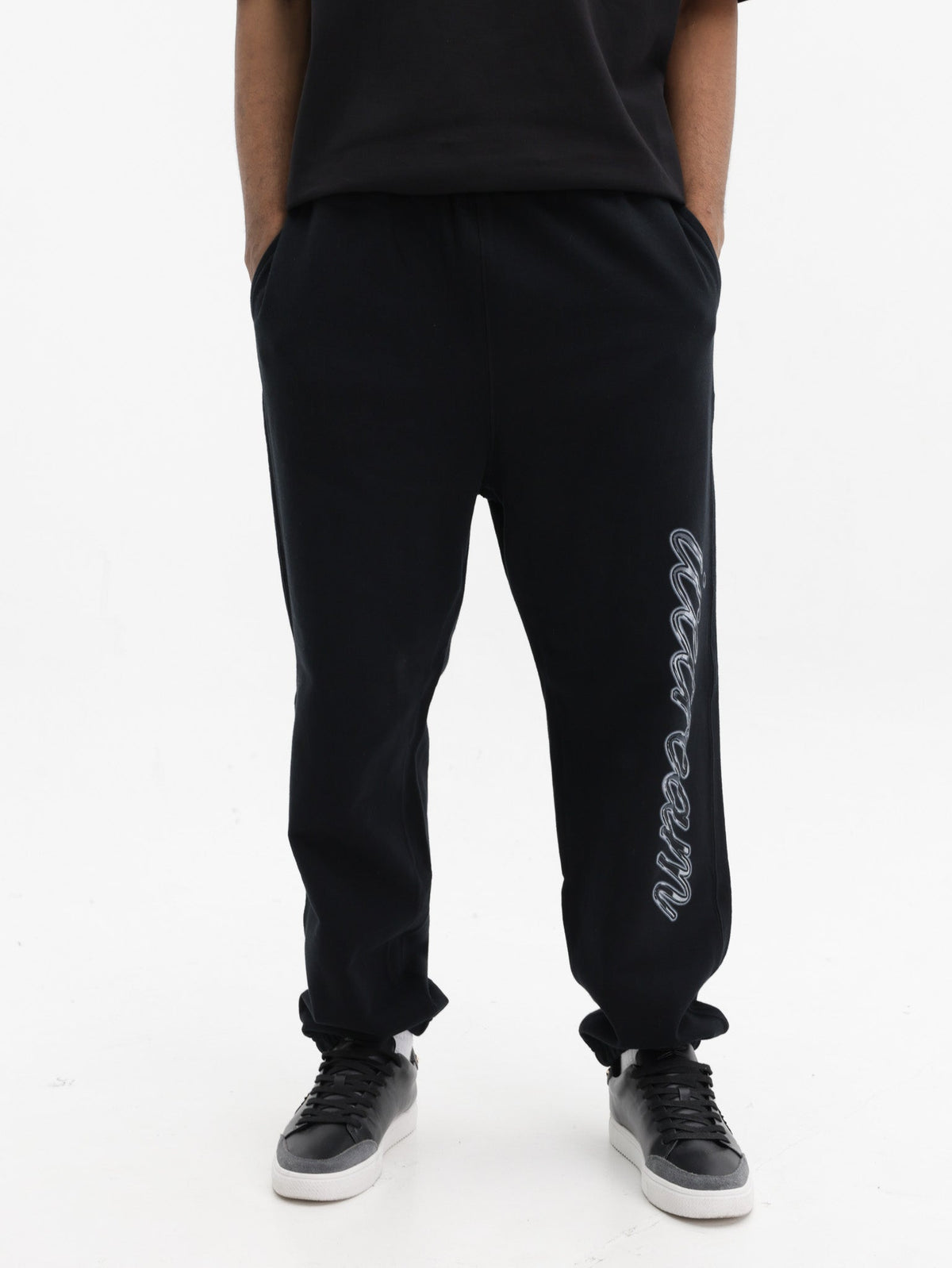 Ice-Cream Track Pants Chrome Script Black