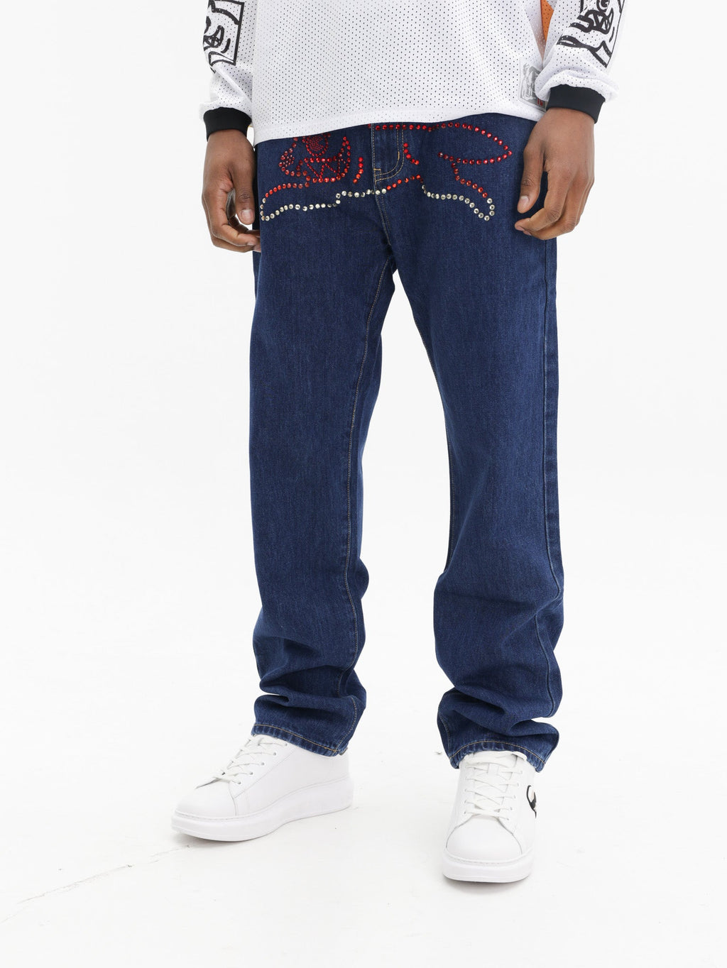 Ice-cream Pants Red Running Dog Medium Wash
