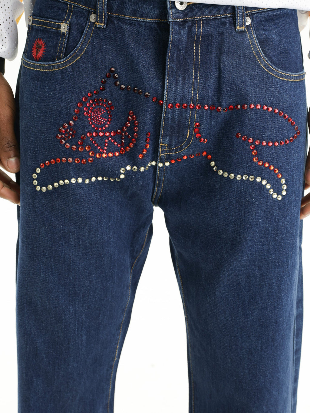 Ice-cream Pants Red Running Dog Medium Wash