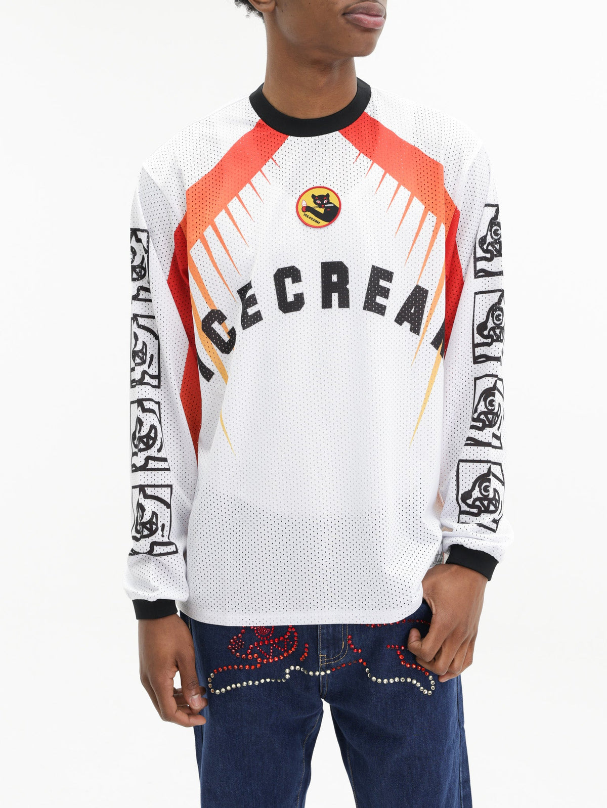 Ice-cream Sweater Red/blue Mesh Logo White