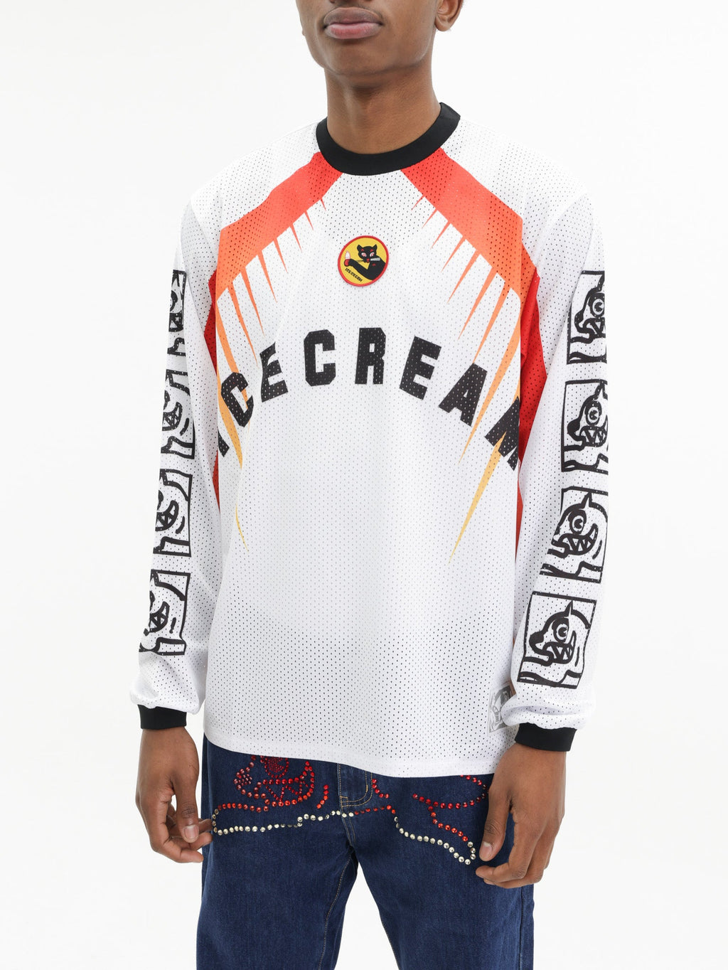 Ice-cream Sweater Red/blue Mesh Logo White