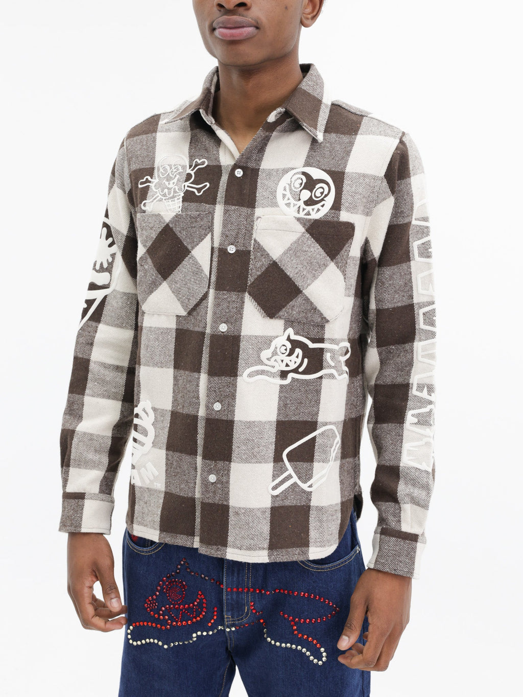 Ice-cream Shirt Multi Logo Check Brown