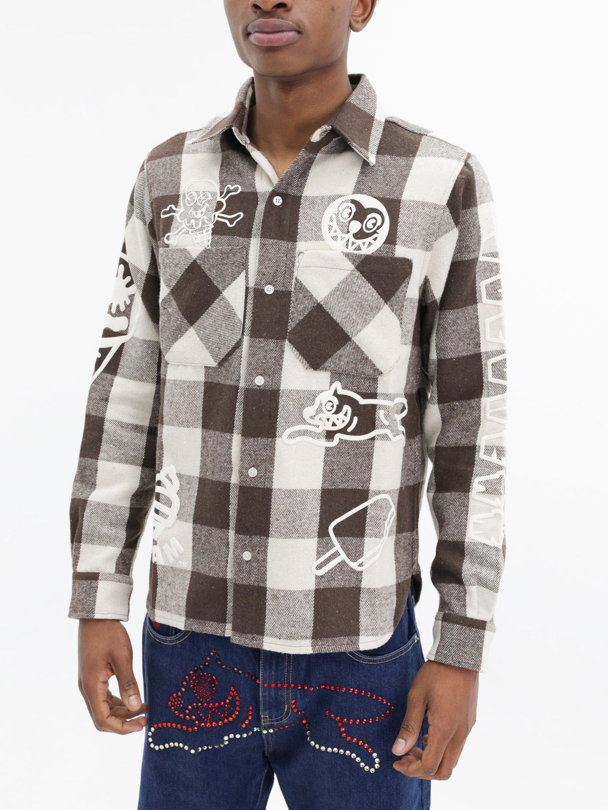 Ice-cream Shirt Multi Logo Check Brown