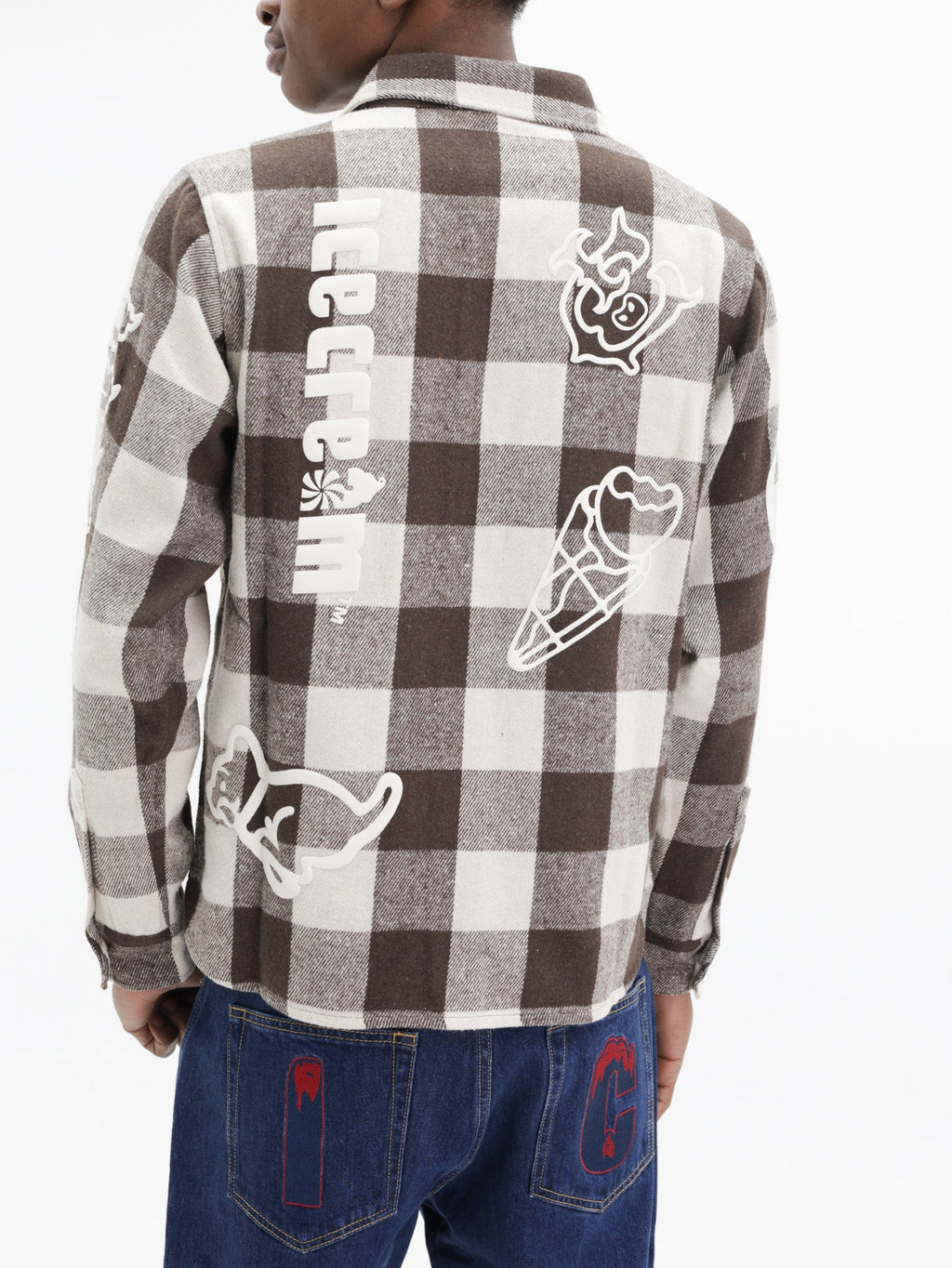 Ice-cream Shirt Multi Logo Check Brown